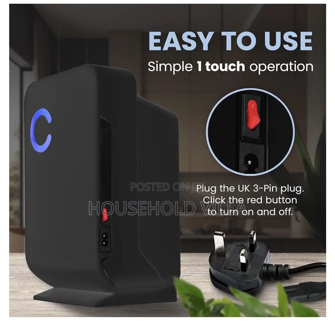 Cuqoo 1.3l Electric Mini Dehumidifier Air Purifier Black Low Energy