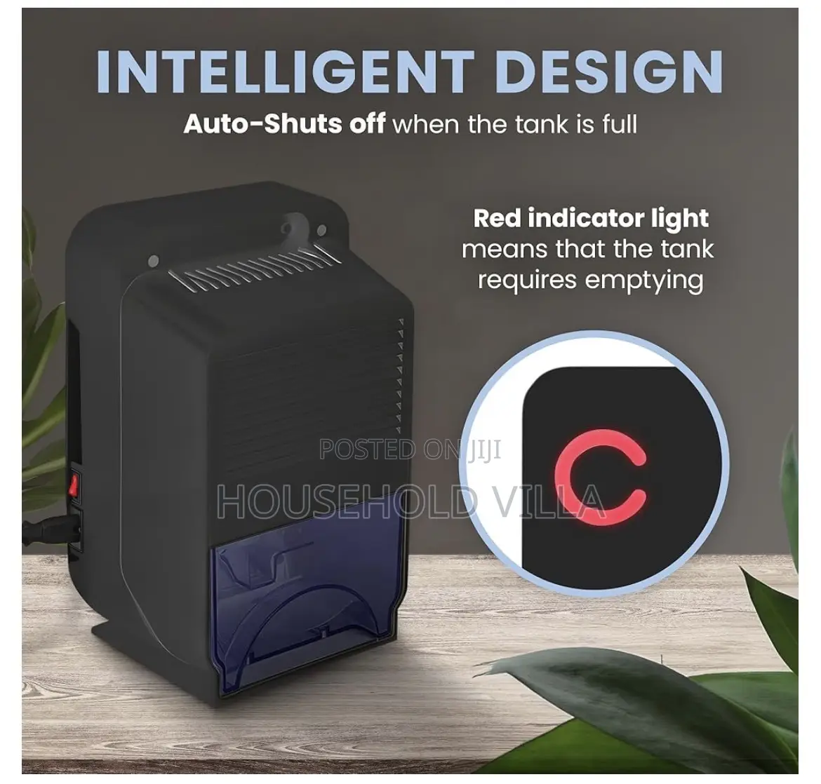 Cuqoo 1.3l Electric Mini Dehumidifier Air Purifier Black Low Energy