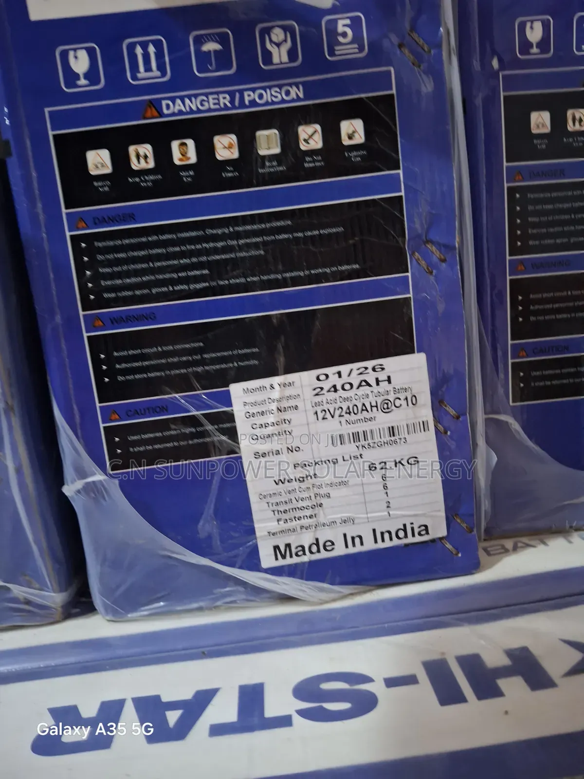 12/240ahs Hi-Star Tubular Technology Battery