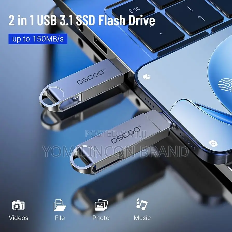 Oscoo 2-in-1 Flashdrive Usb 3.1 Gen1 Type C 64gb