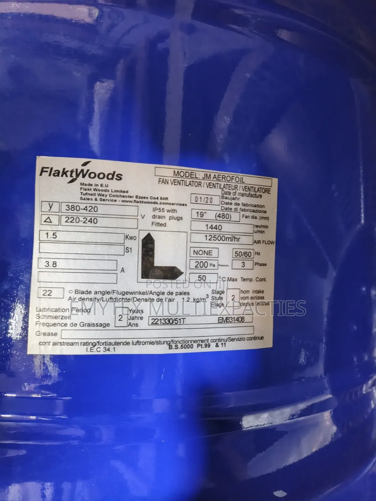 Flaktwoods Jm Aerofoil 480mm 380v-1440rpm