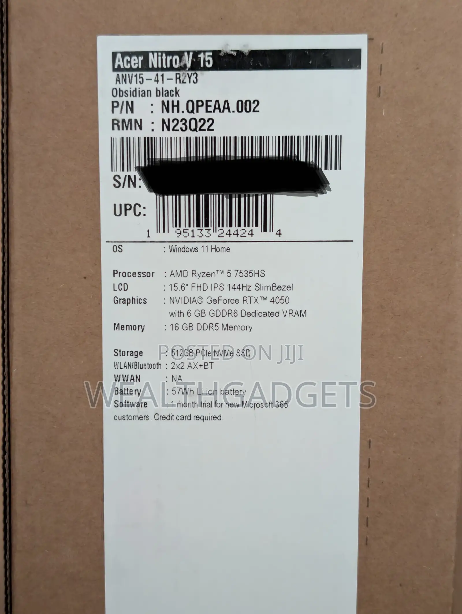 New Laptop Acer Nitro 5 16GB AMD Ryzen 5 SSD 512GB