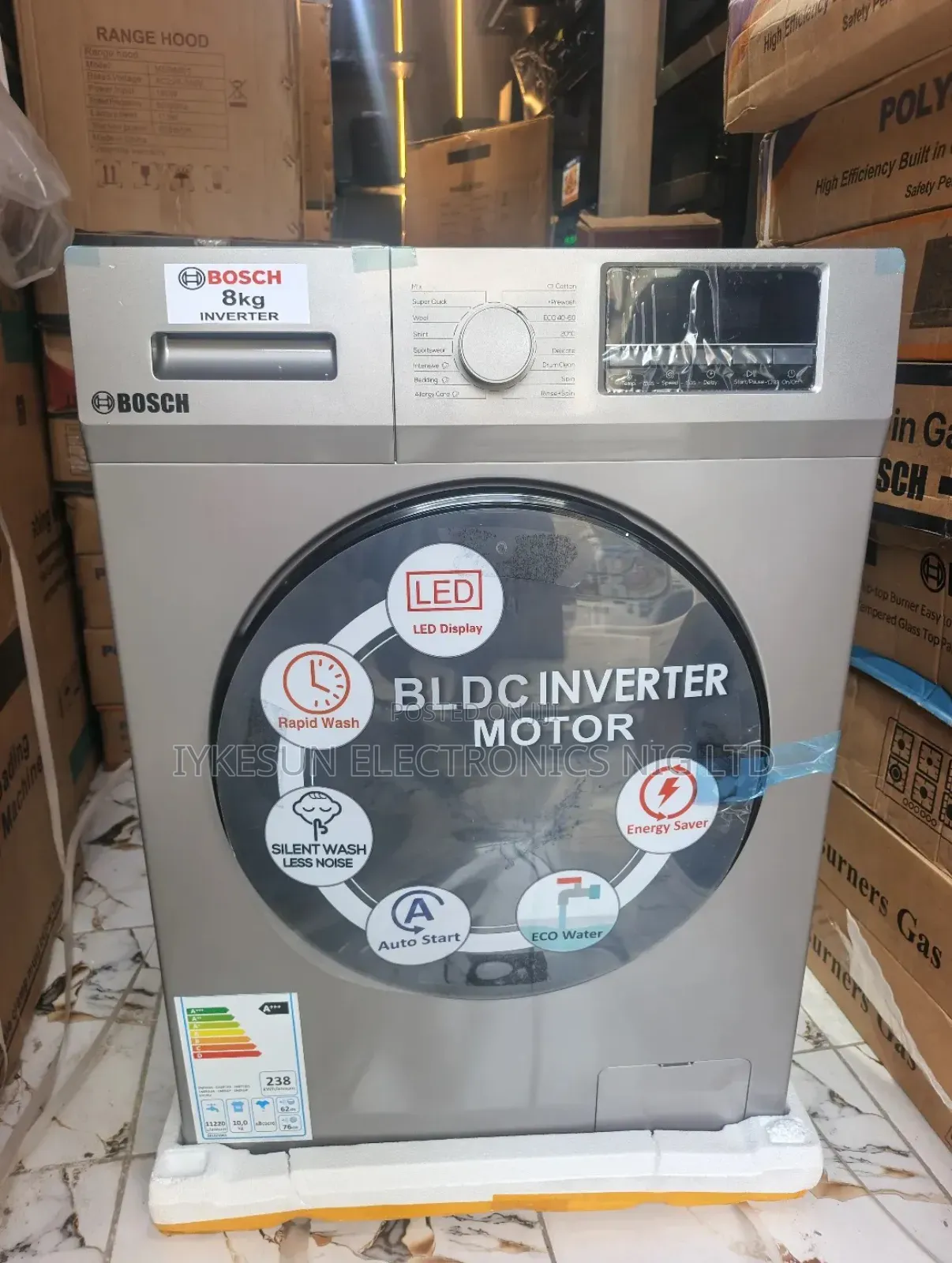 Bosch 8kg Silver Colour Inverter Automatic Washing Machine Front Load