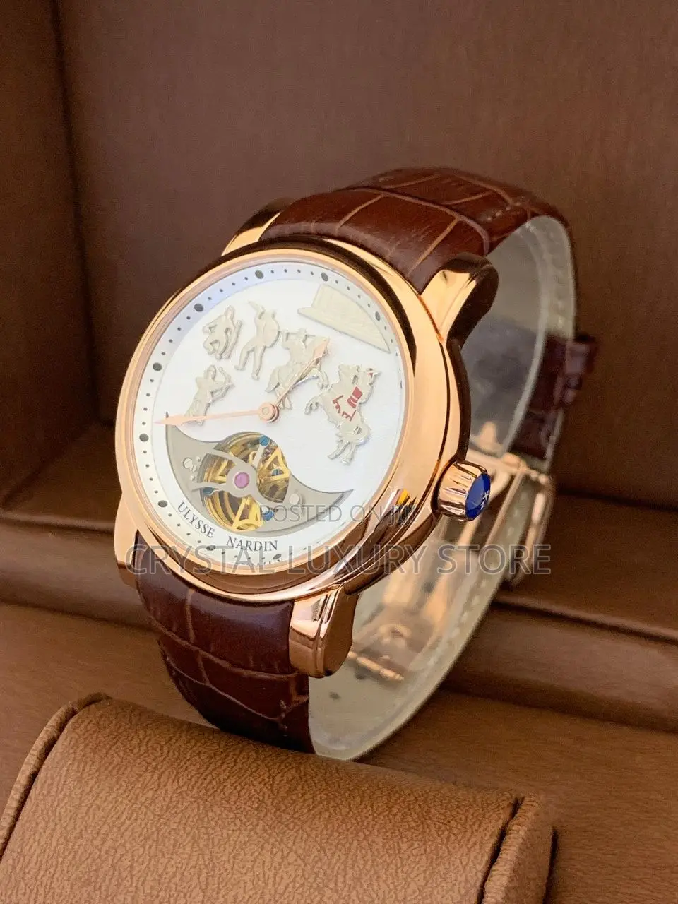 Ulysses Nardin Quality Luxury Chronograph Genuine Leather Wristwatch