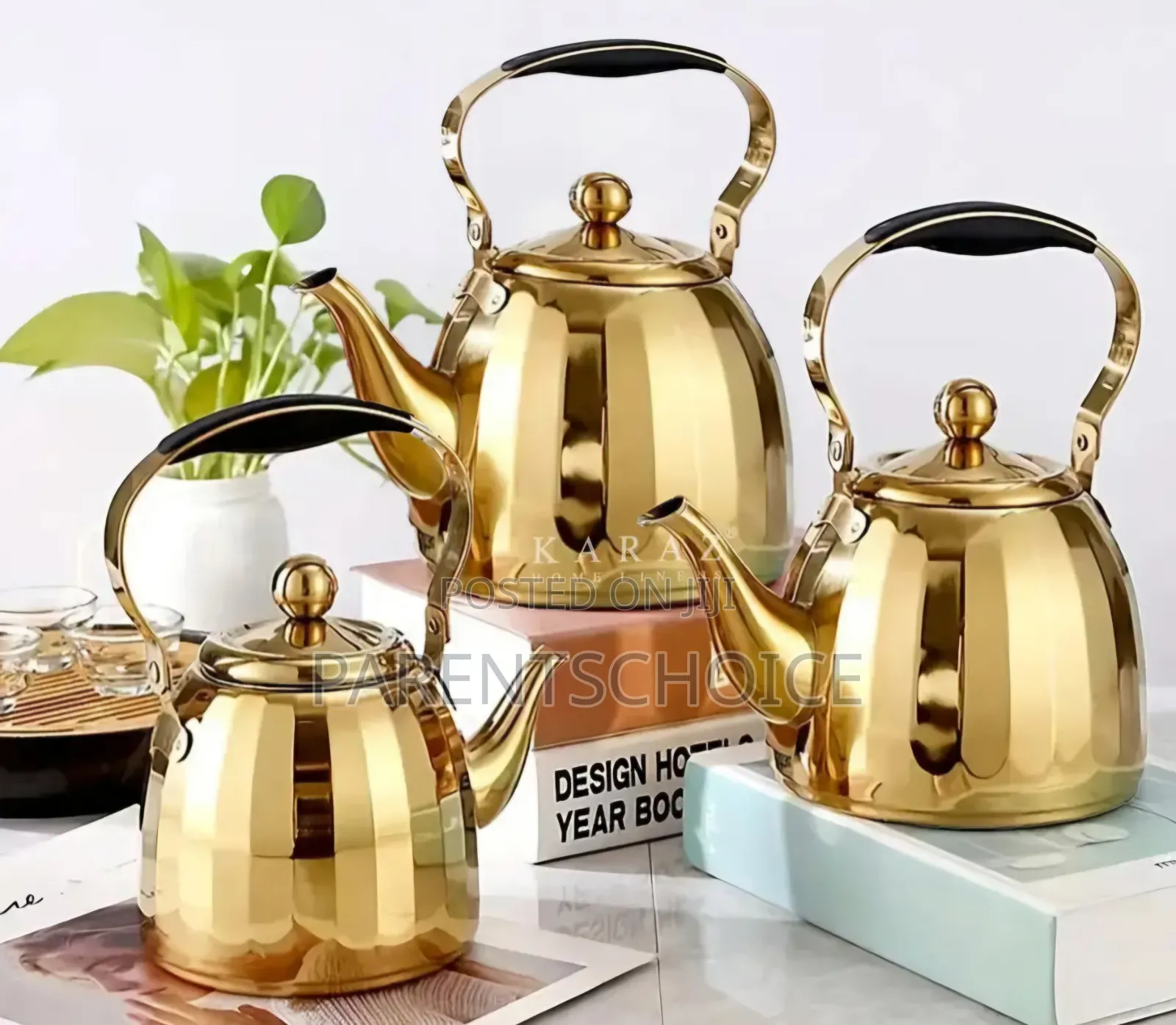 Stylish Gold Stainless Steel Teapot With Infuse