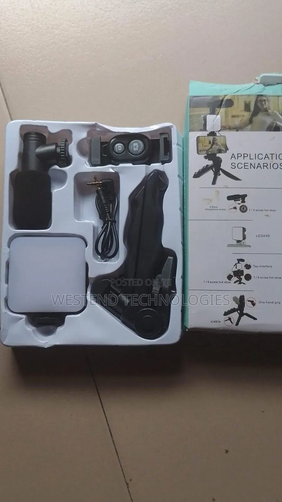 Ay49 Video Making Kits, Mic+Phone Holder+Led Light+Tripod+Remote