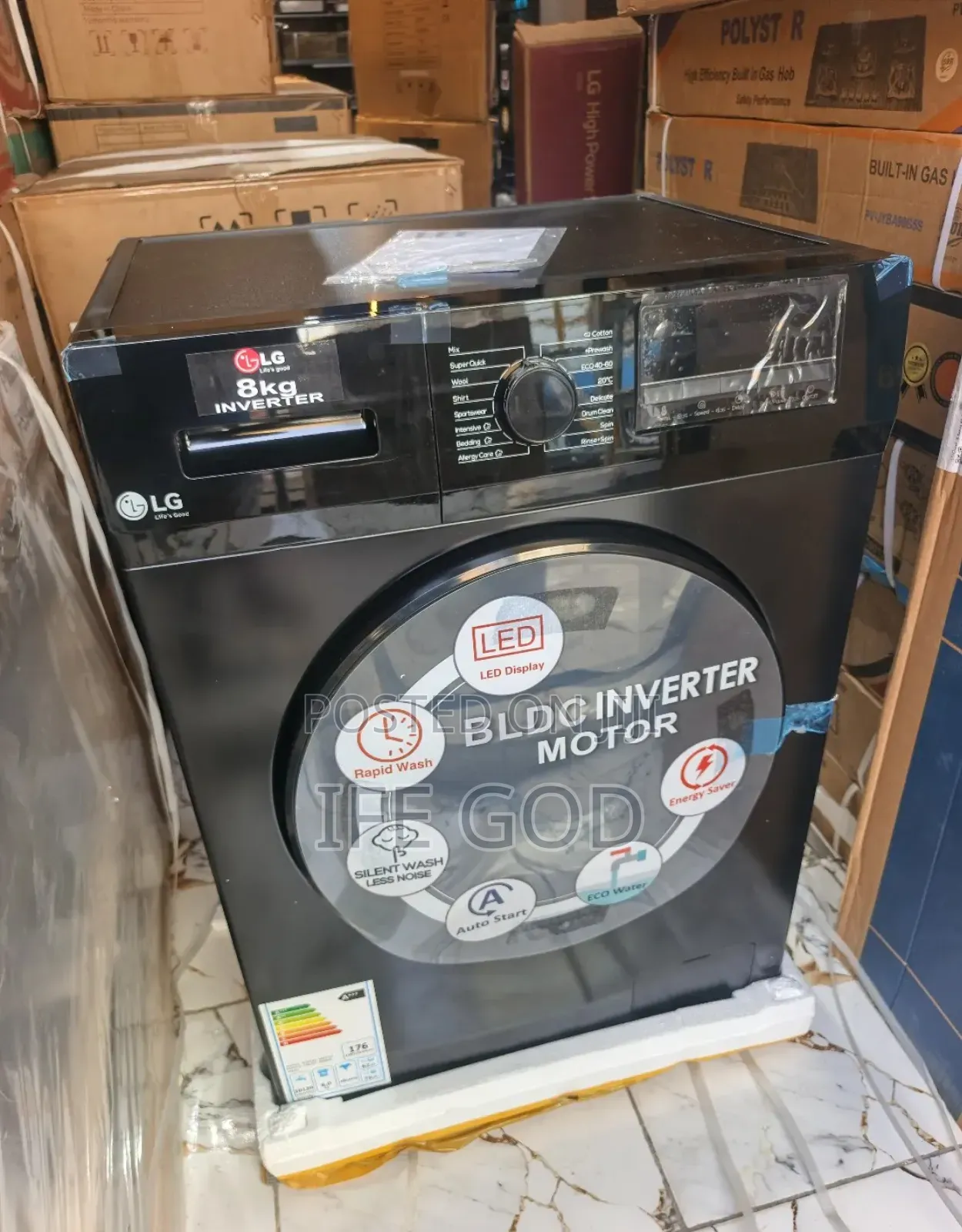 Original Lg (8kg) Black BLDC Inverter Motor Automatic Washing Machine