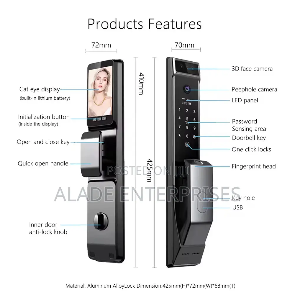 Automatic Tuya Smart Lock 3d Face Recognition Digital Door Lock Latest