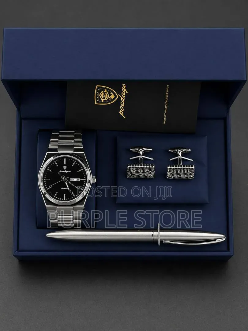 Poedagar Gentlemen Set Includes Watch, Cufflinks and Pen