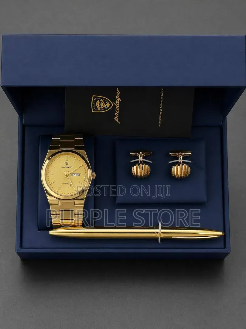 Poedagar Gentlemen Set Includes Watch, Cufflinks and Pen