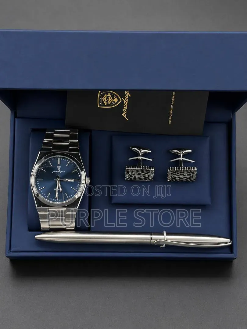 Poedagar Gentlemen Set Includes Watch, Cufflinks and Pen