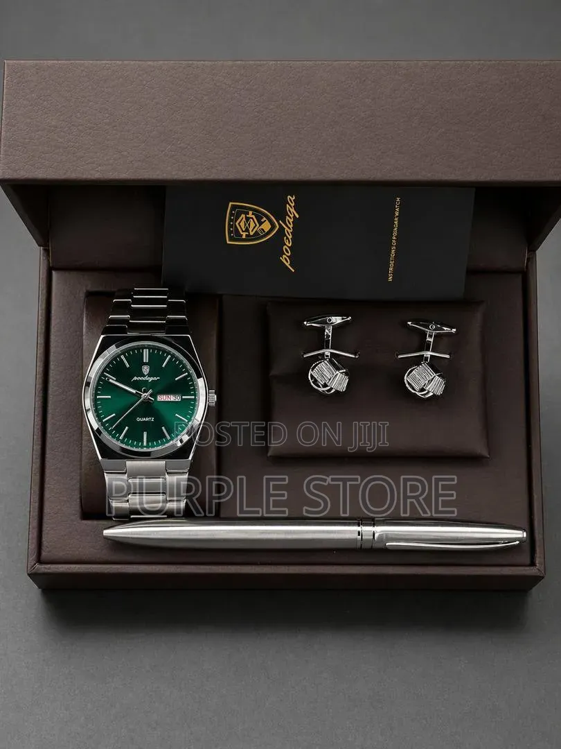 Poedagar Gentlemen Set Includes Watch, Cufflinks and Pen