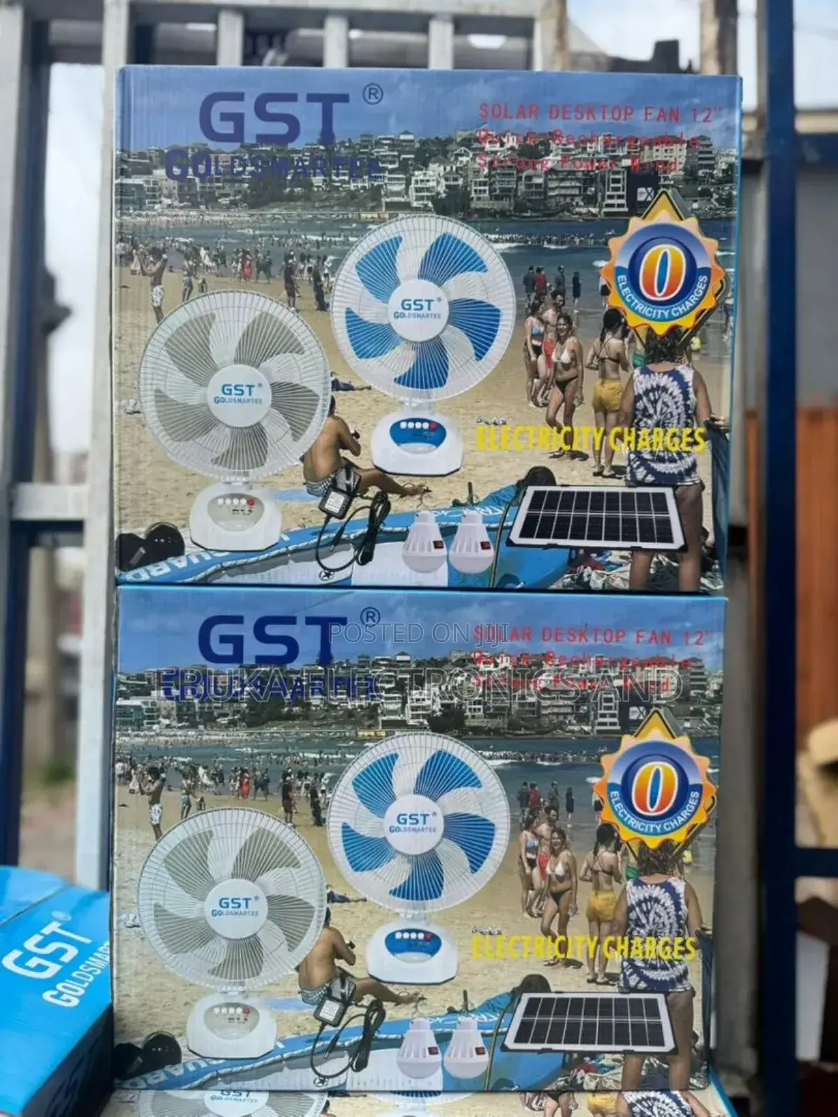 GST 12 Inches Rechargeable Table Solar Fan Desktop With Solar Panel
