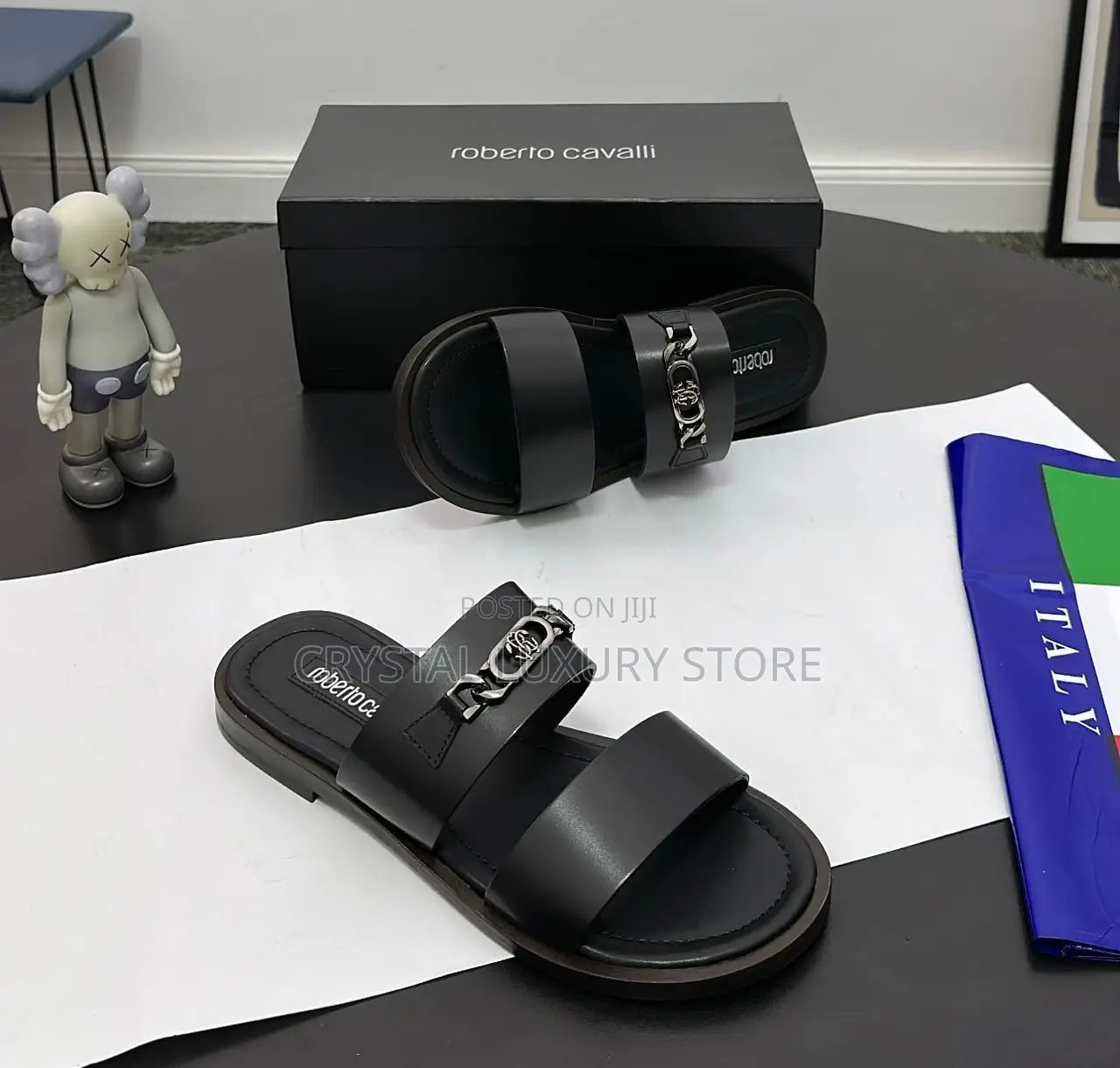 Cavalli Quality Luxury Men Genuine Leather Pams