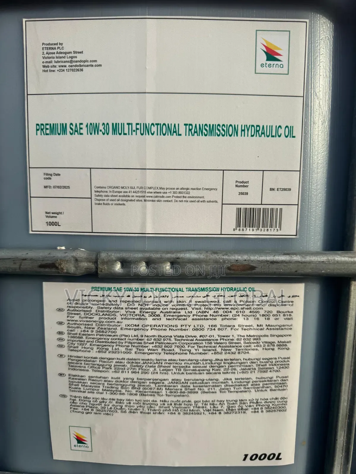 Eterna Sae 10w-30 Multi-Functional Transmission Hydraulic Oil 1000l