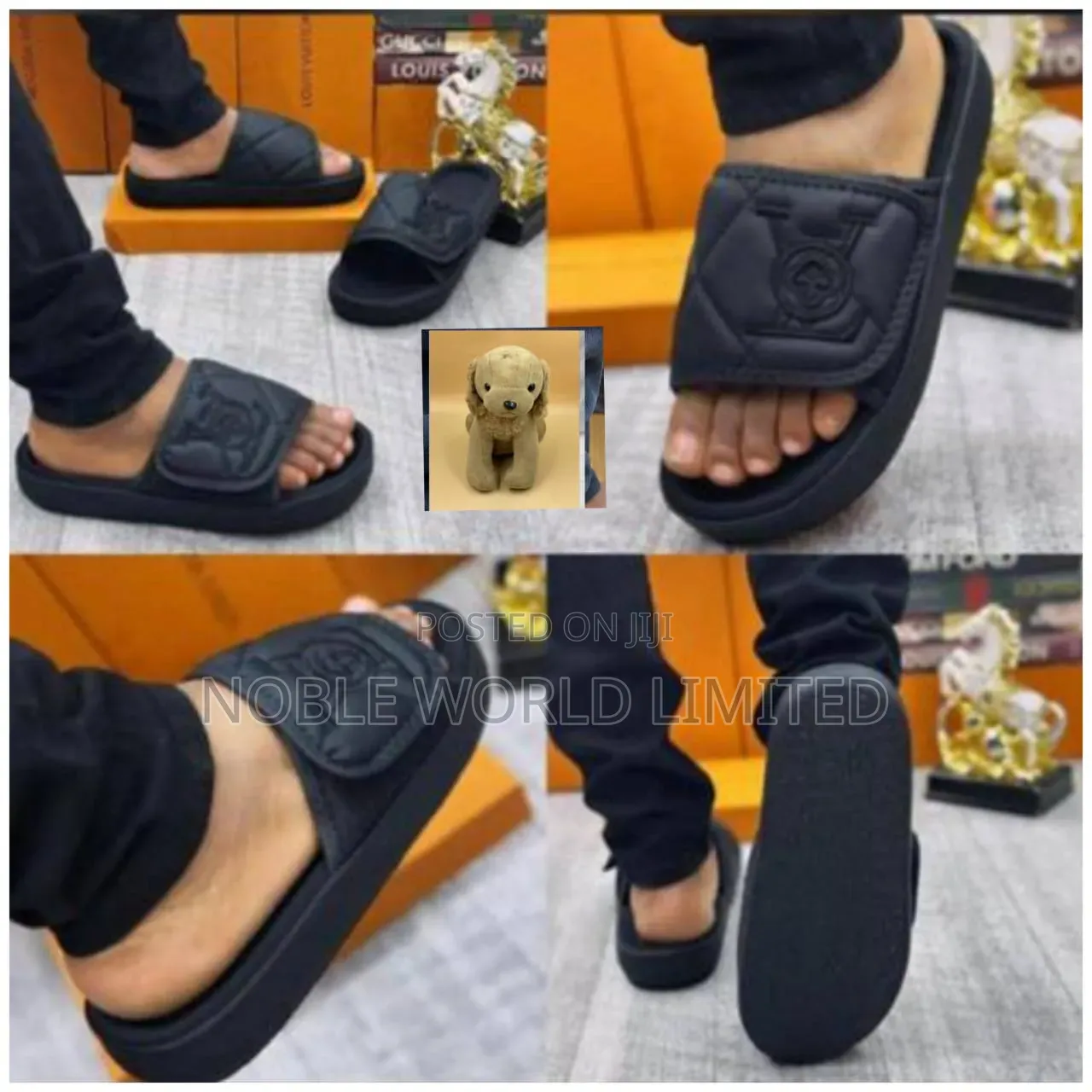 Black/Ash Unique Lois Vuitton Slides NGN 7d