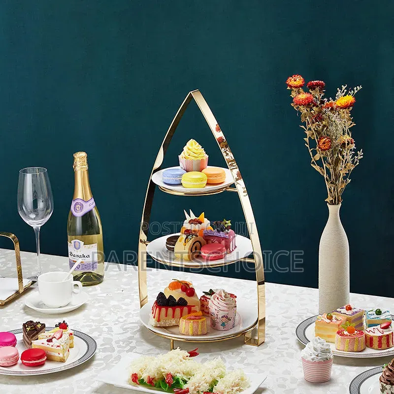 Stainless Steel Plum Flat Three Snack Stand