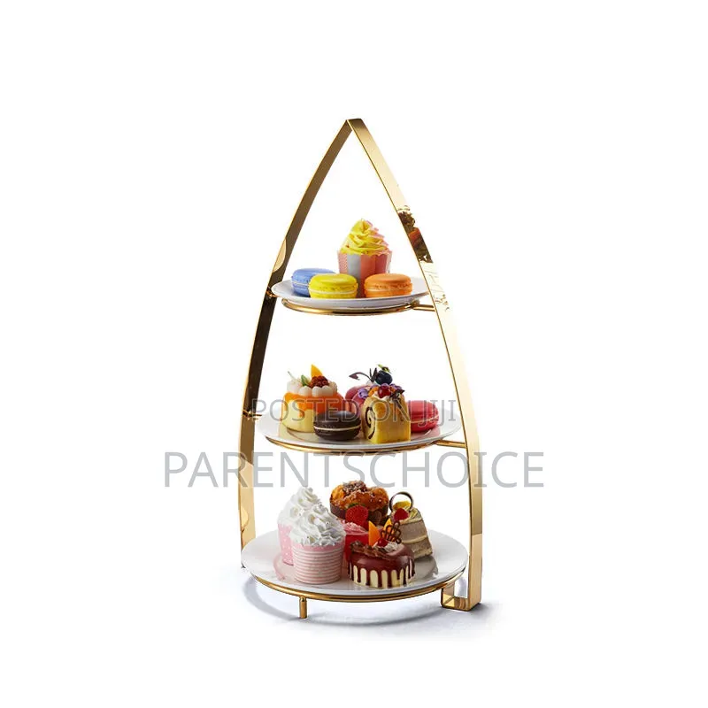 Stainless Steel Plum Flat Three Snack Stand