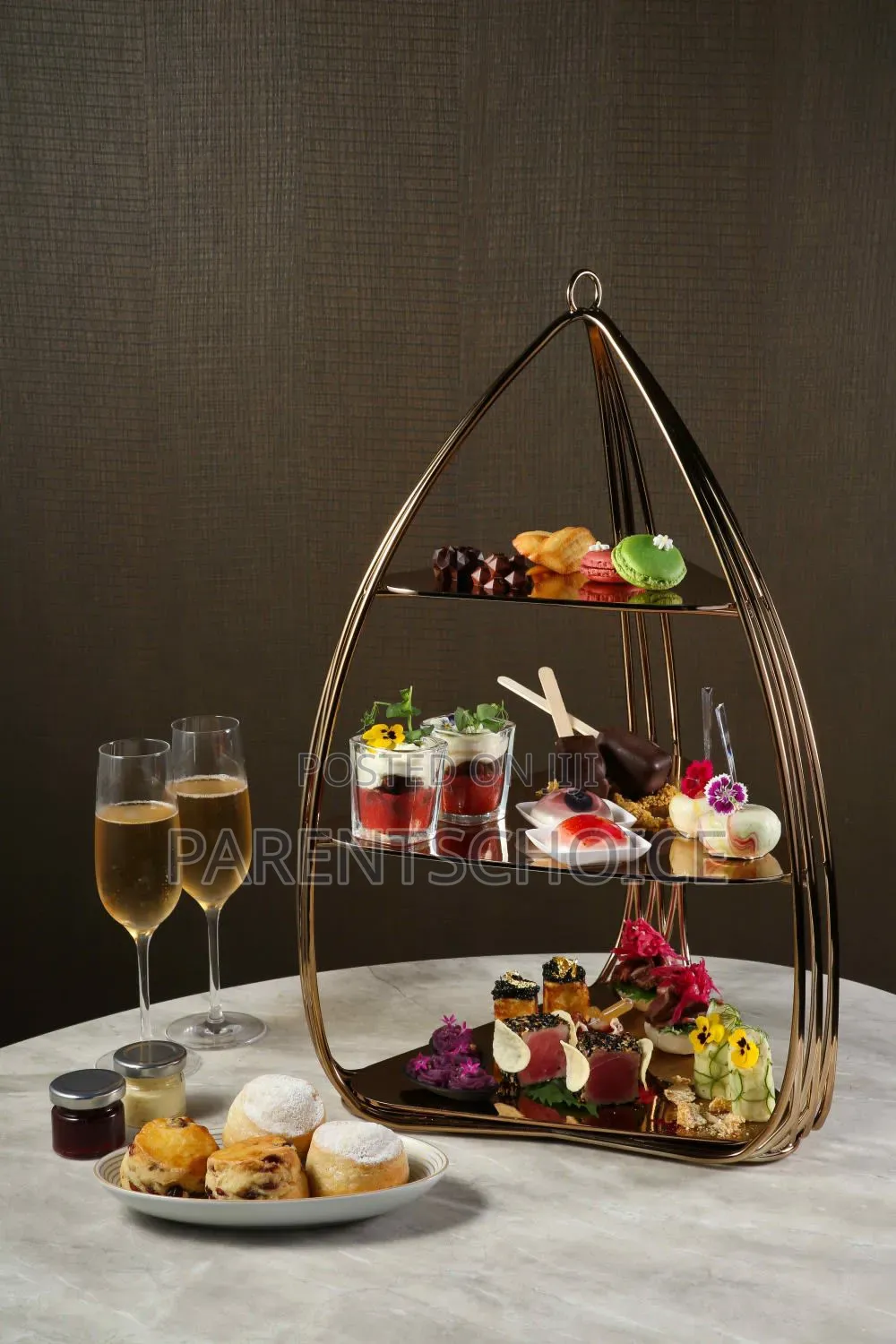 Stainless Steel Plum Flat Three Snack Stand