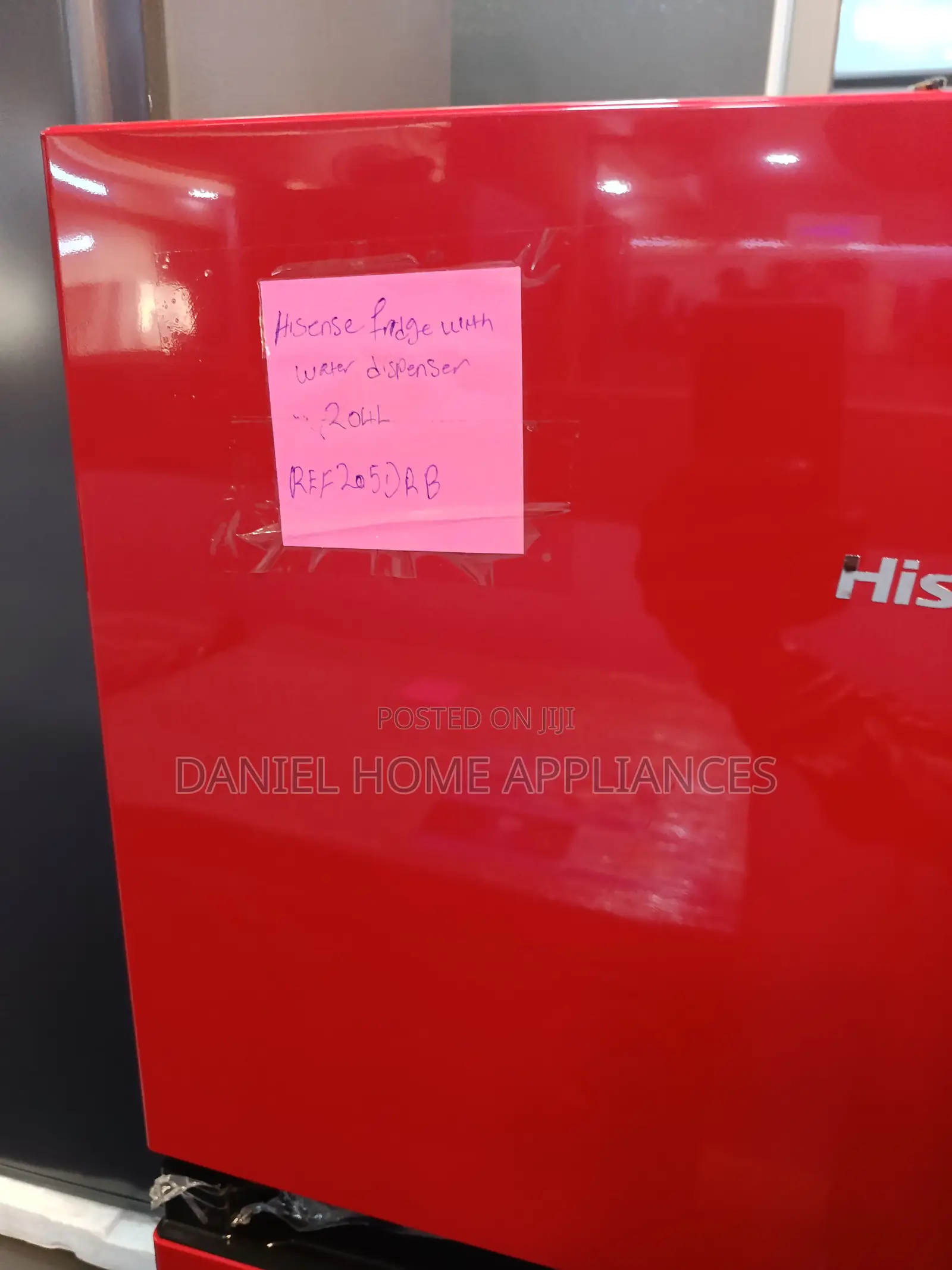 Hisense 205l Double Door Refrigerator With Water Dispenser, Red Finish