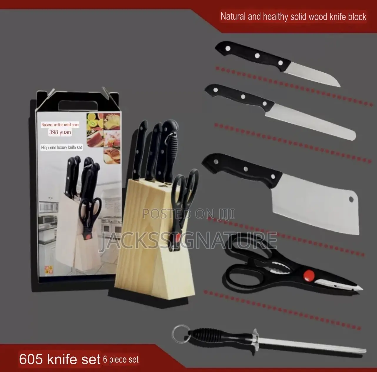 High Quality Knife With Bamboo Stand
