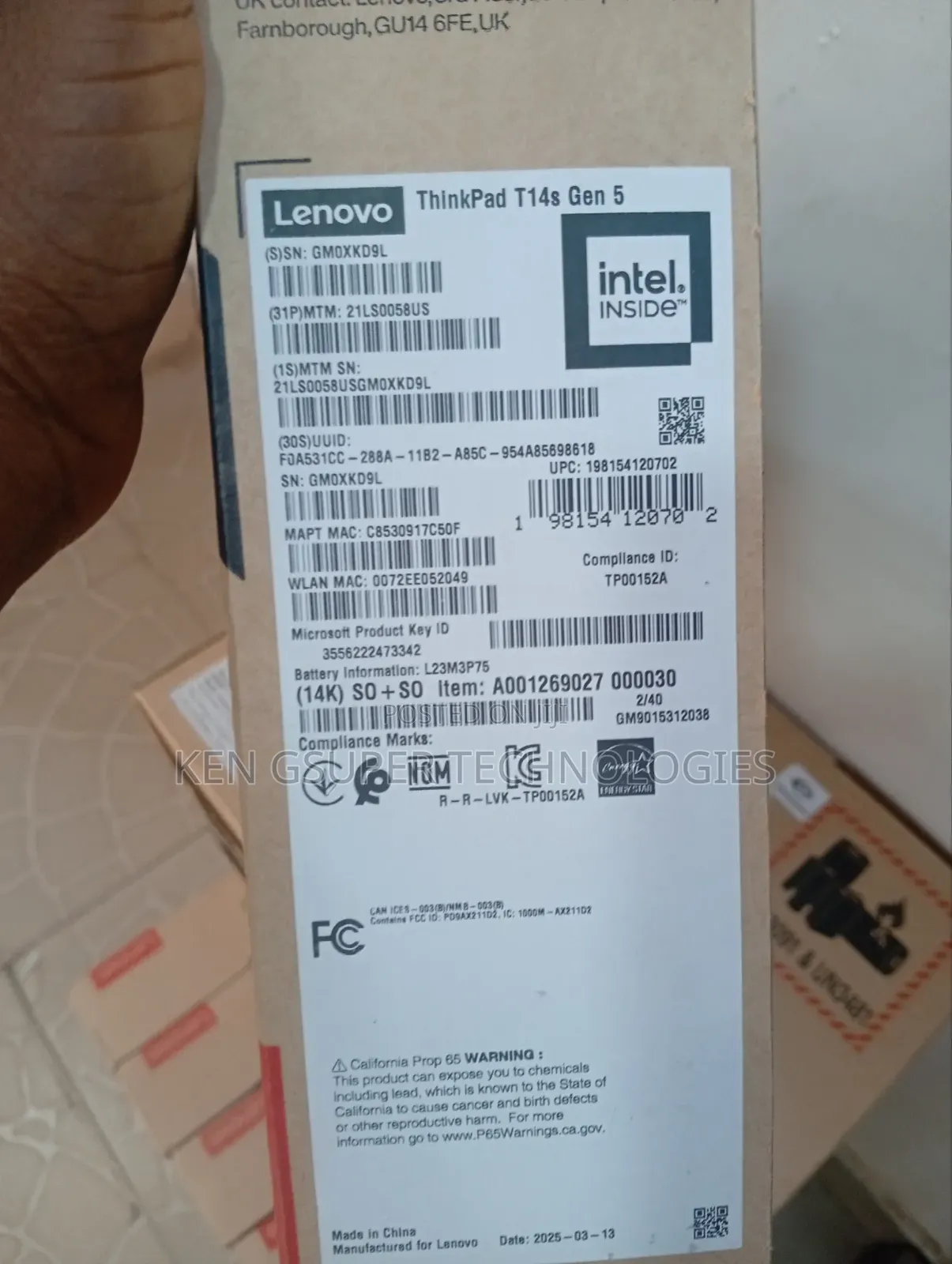 New Laptop Lenovo 16GB Intel Core Ultra 7 SSD 512GB