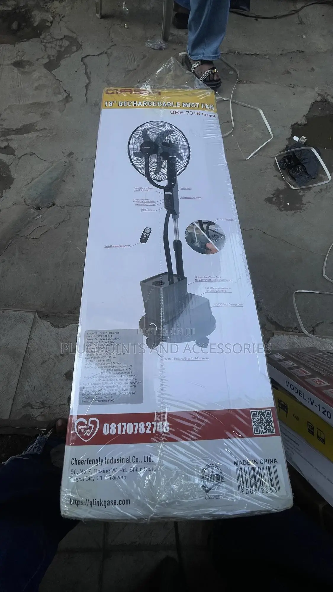 18” Qasa Rechargeable Mist Fan 12v 7000mah