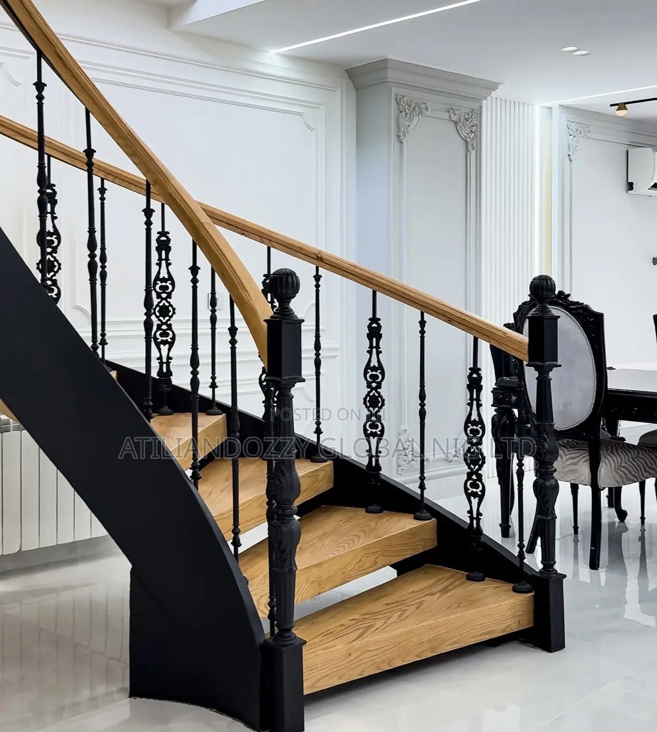 Luxury Spiral Staircase Wrought Iron Cast Design