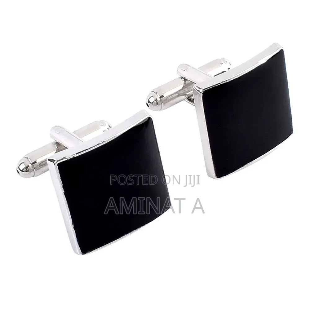 Quality Silver Black Cufflinks for Men With Case