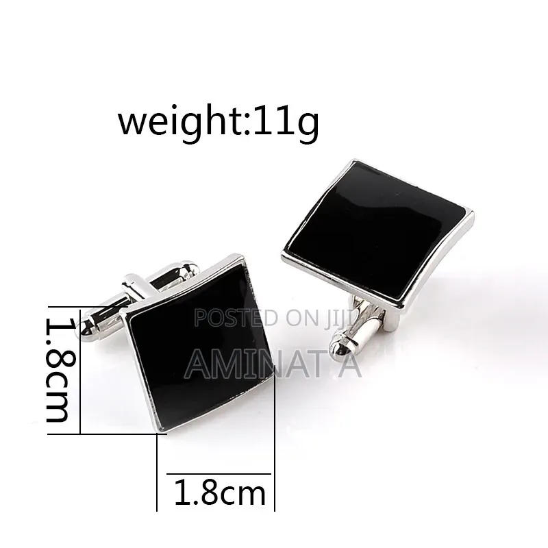 Quality Silver Black Cufflinks for Men With Case