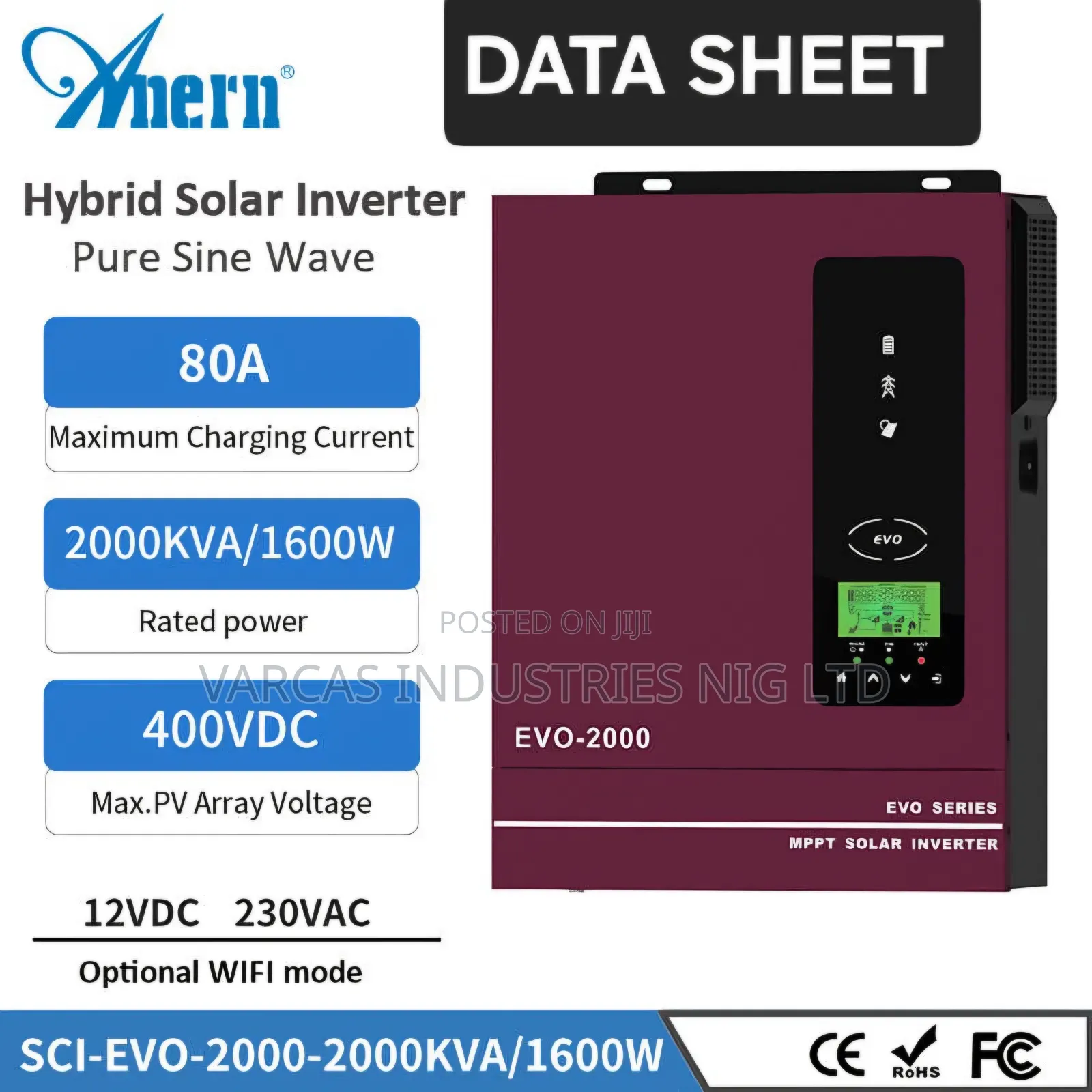 Anern 12v 2000watt Hybrid Inverter
