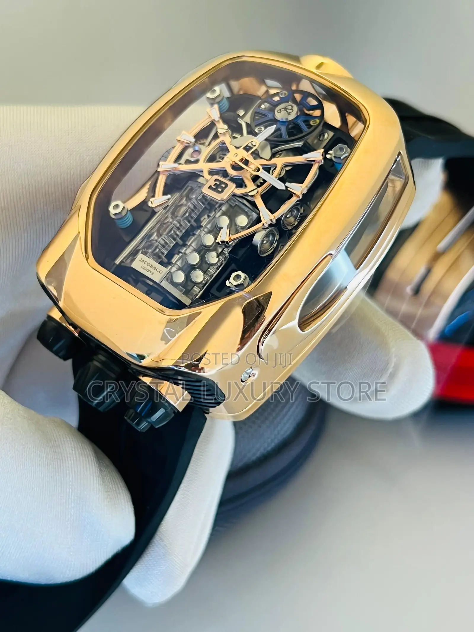 Jacob and Co Quality Luxury Men Chronograph Rubber Strap Wristwatch