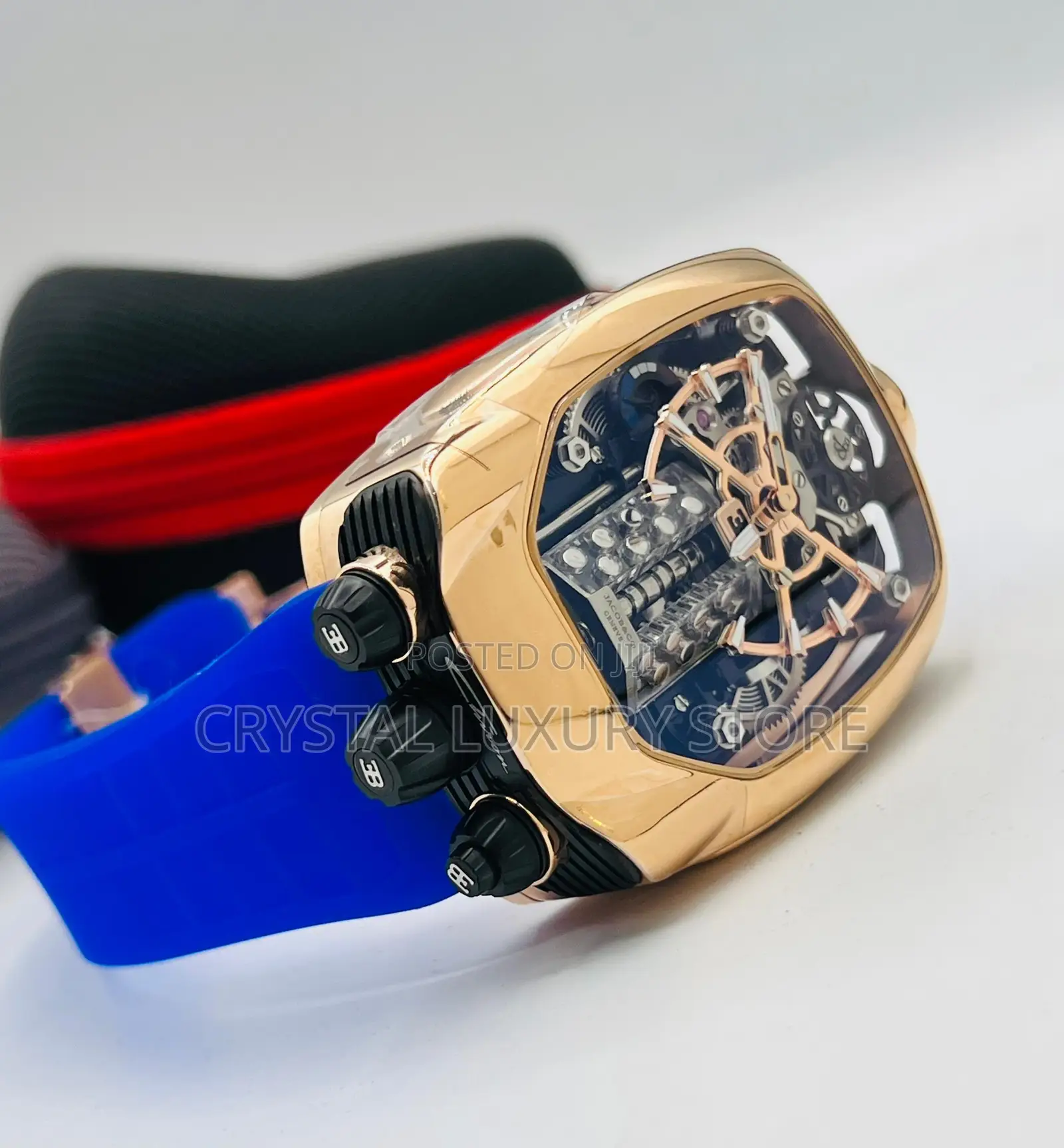 Jacob and Co Quality Luxury Men Chronograph Rubber Strap Wristwatch