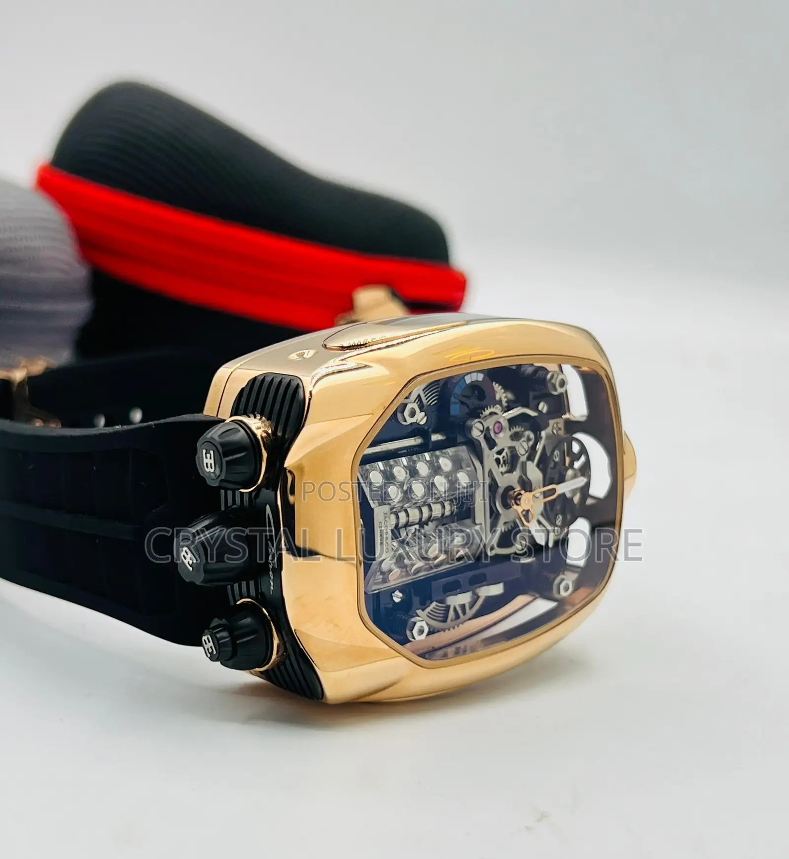 Jacob and Co Quality Luxury Men Chronograph Rubber Strap Wristwatch
