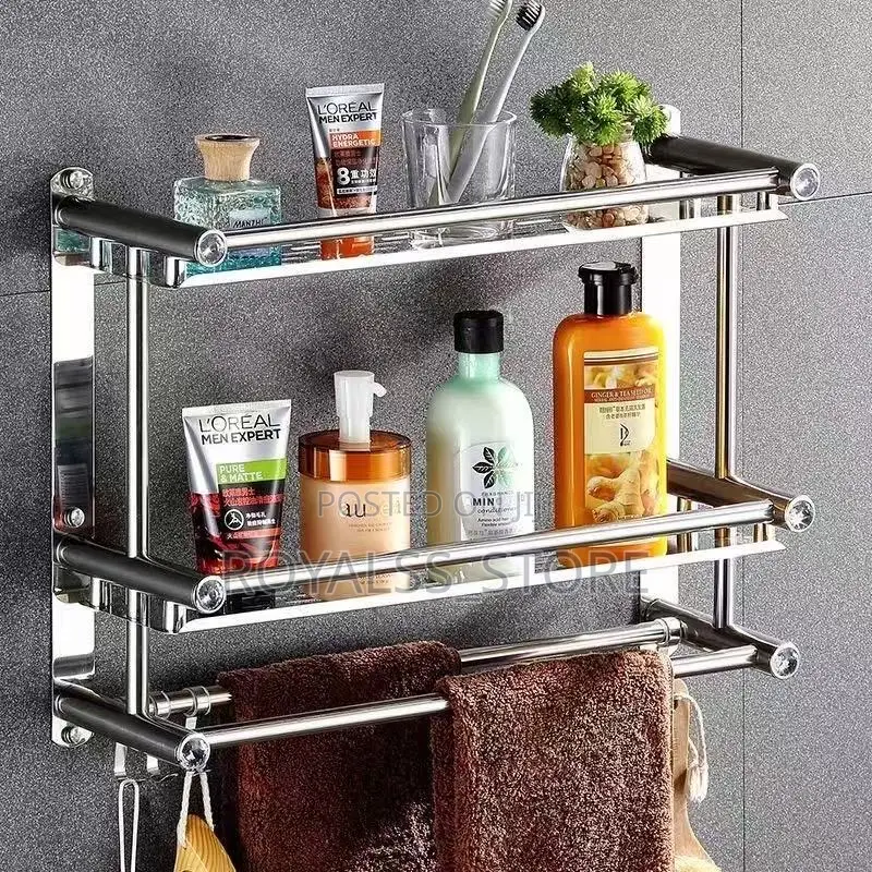 Wall Mounted Bathroom Storage Rack With Towel Bar