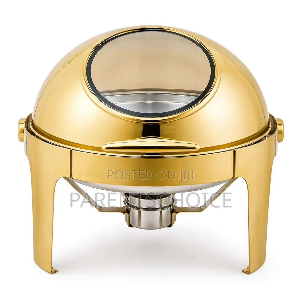 Gold Round Stainless Steel Chafing Dish With a Glass Window - 6litre