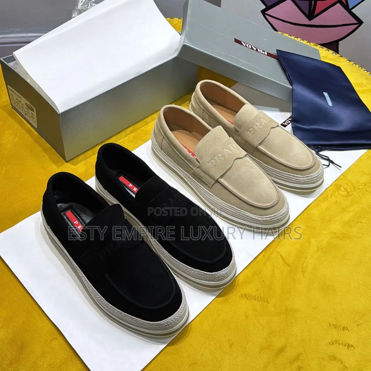 High Quality Luxury Prada Suede Apricot Loafer