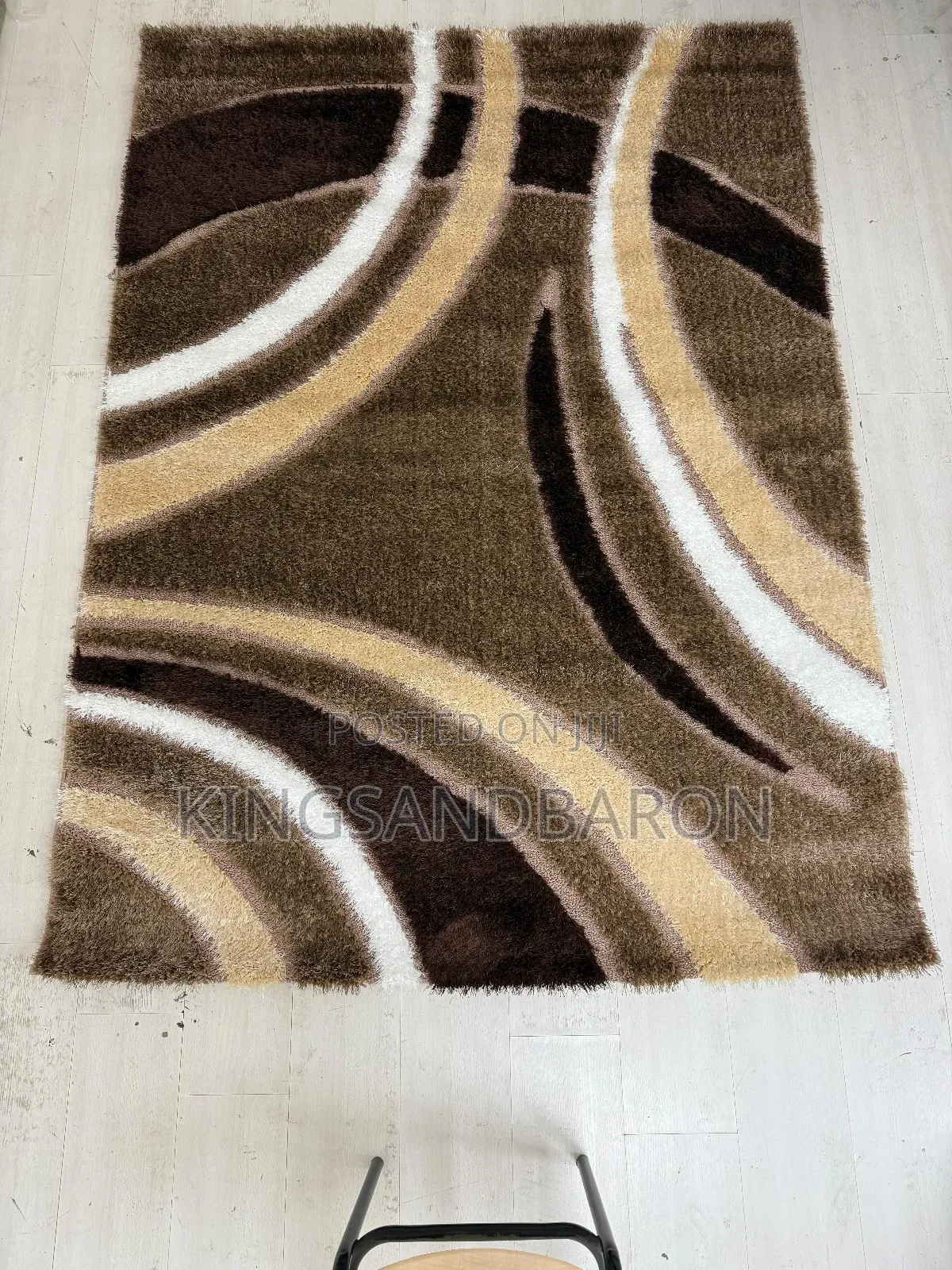 7x10fts Blackand Grey Pattern Shaggy Center Rug