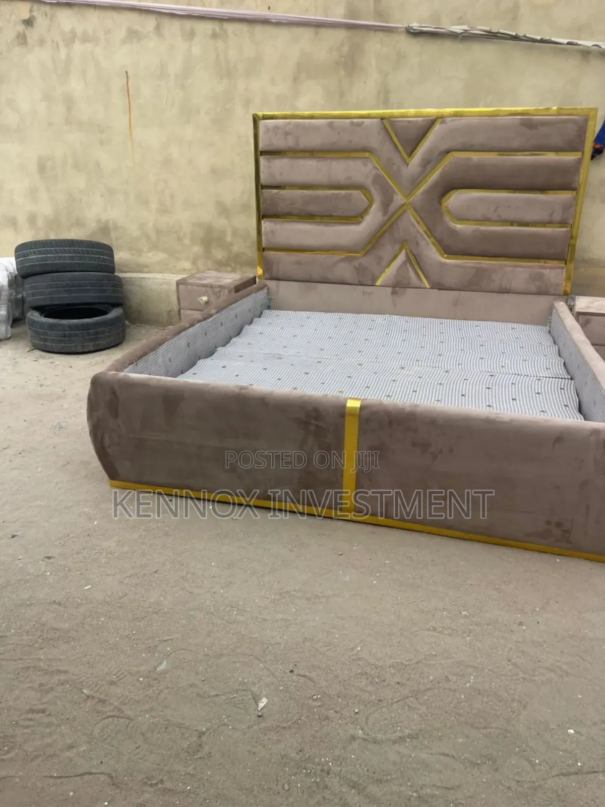 6 by 6 Padded Bedframe With 2 Bedsides Drawers