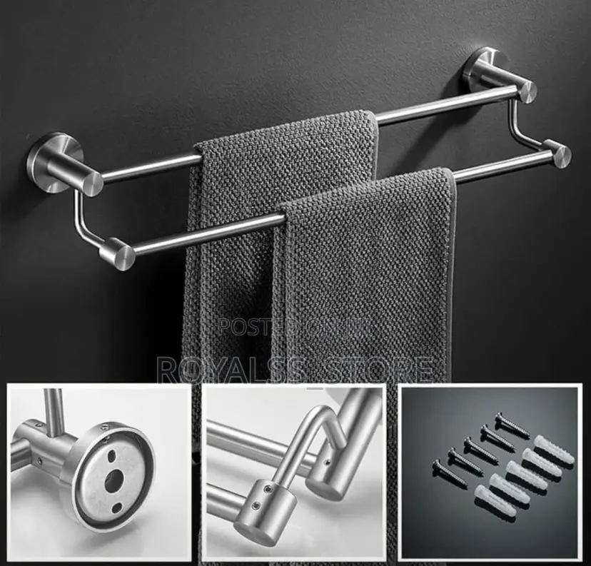 Stainless Steel Double Layer Bathroom Towel Hanger Towel Rack