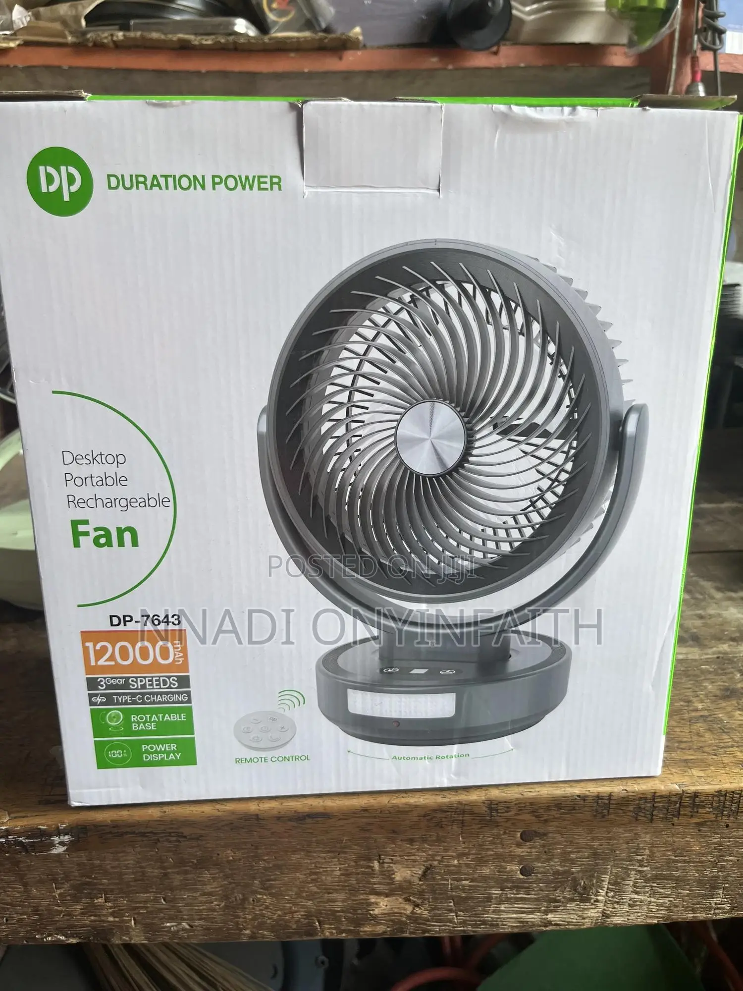 10” Rechargeable Desk Fan