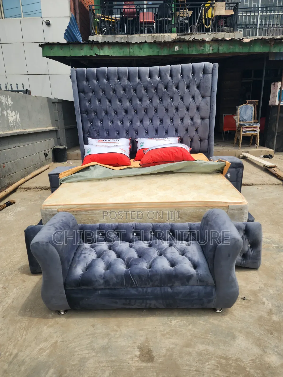 Luxury 6by6 Upholstery Padded Bed With Cupboards and Footrest