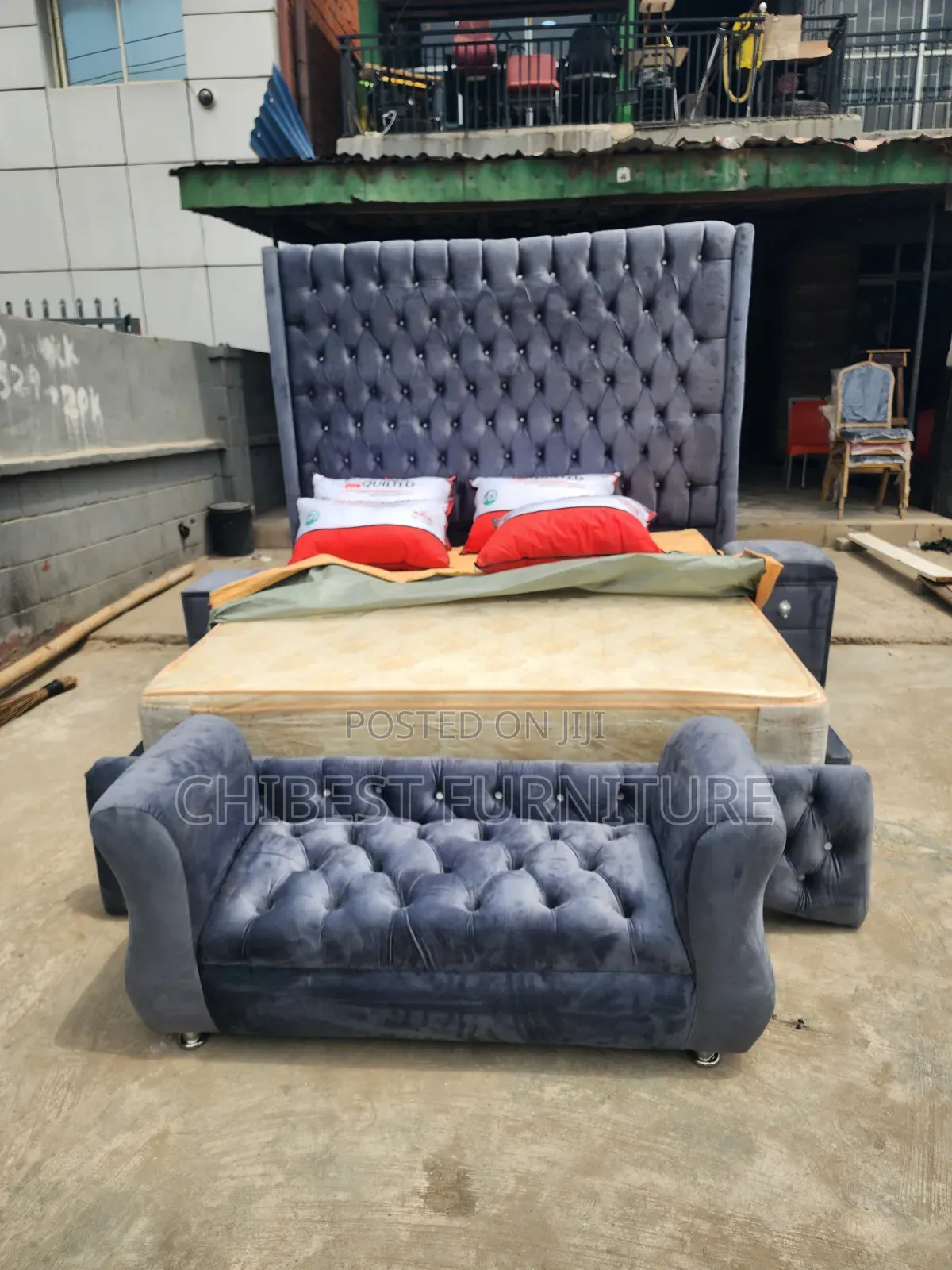 6ft Tall Upholstery Bed With Its Accaccessories.