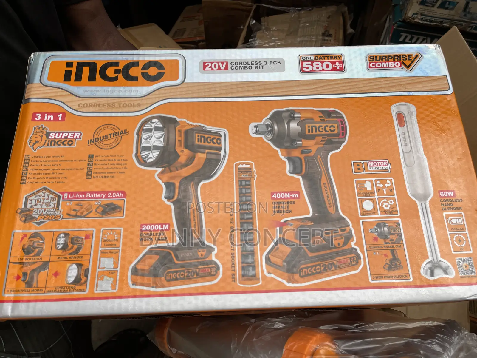 Ingco 20v Cordless 3-Piece Combo Kit