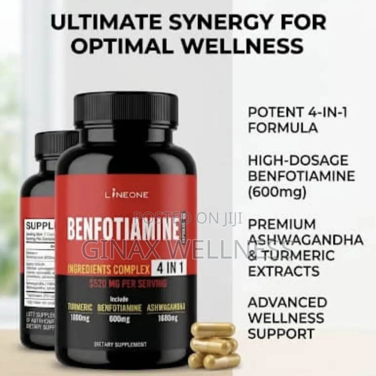 Benfotiamine Capsules With Turmeric (120 Capsules)