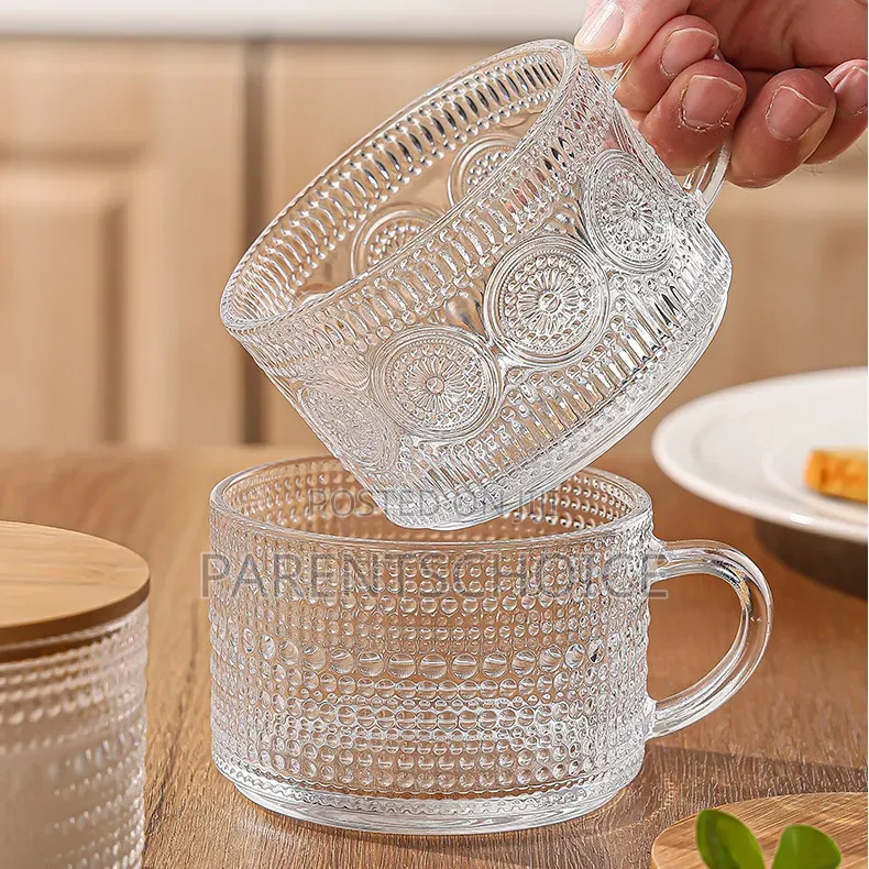 4pcs Set Breakfast Glass Cup Spoon and Wooden Lid