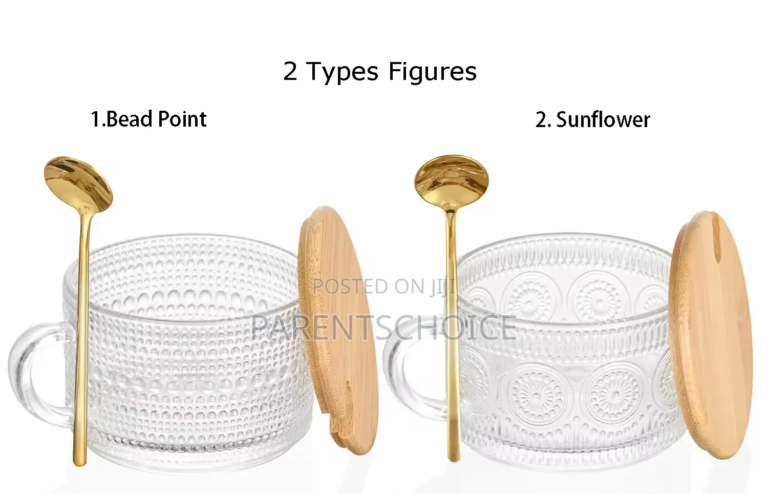 4pcs Set Breakfast Glass Cup Spoon and Wooden Lid