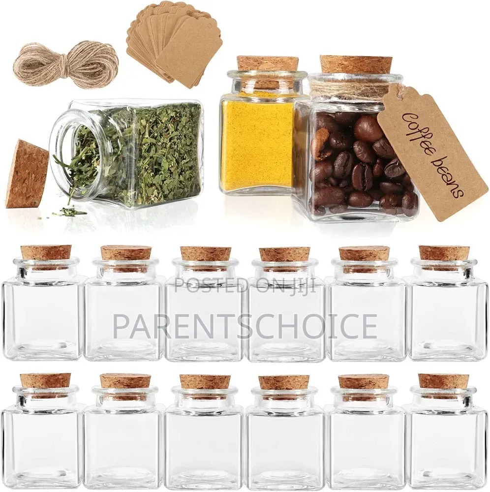 24pcs 2oz Glass Bottles With Cork Herb Storage Jars