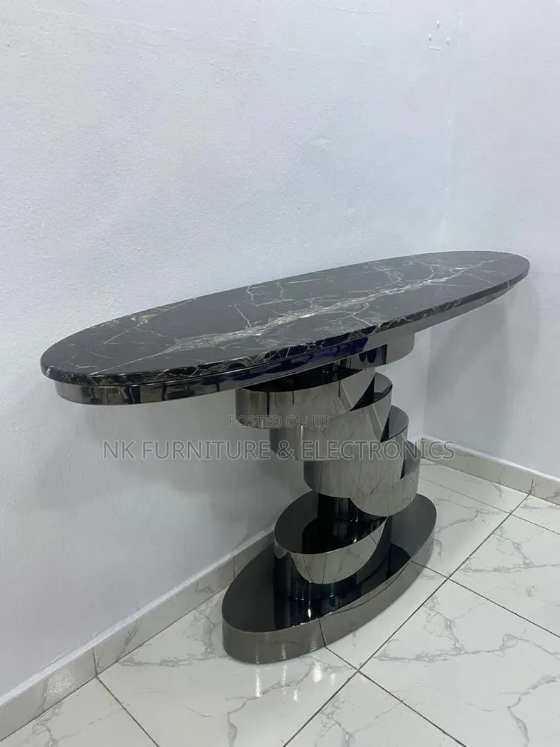 Sliver Color Console Table Marble Top