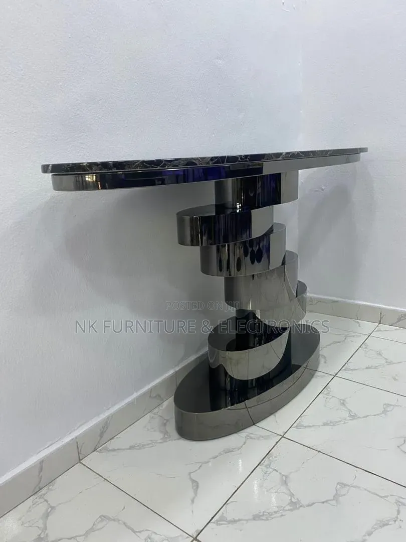 Sliver Color Console Table Marble Top